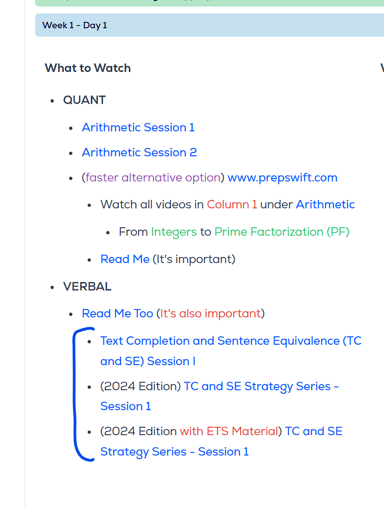Clarification on 1-Month Study Plan for Verbal - GRE General - Greg ...