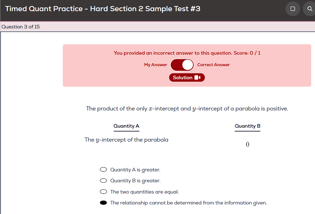 Timed Quant Practice - Hard Section 2 Sample question #3Test #3 - GRE ...