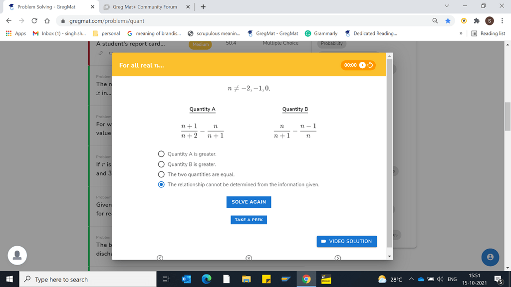Anyone can solve this using algebra? - GRE Quant Problem Solving - Greg ...