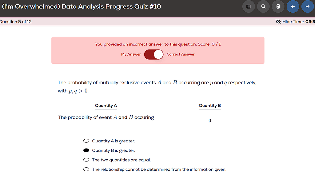 Data Analysis Progress Quiz #10 (Overwhelmed) Doubt (Spoiler) - GRE ...