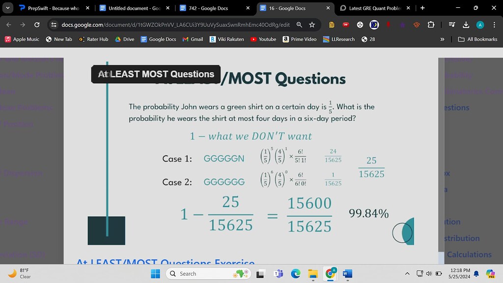 Probability and Combinatorics in Prepswift - GRE Quant Problem Solving ...