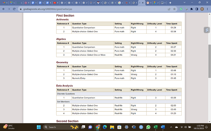 Section 1 GRE Quant Report