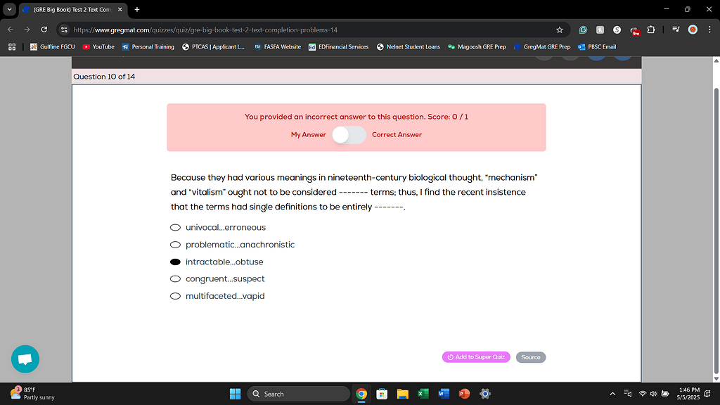 Test 2 TC Walkthrough Question 10 - GRE Verbal Problem Solving - Greg ...