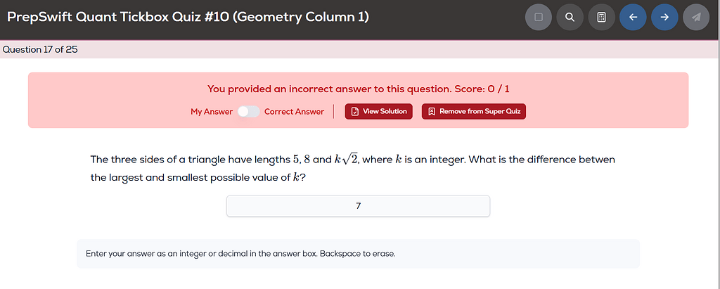 Q.17 PrepSwift Quant Tickbox Quiz #10 (Geometry Column 1) - GRE Quant ...