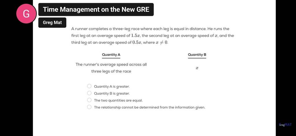 Time Management Video - GRE Quant Problem Solving - Greg Mat+ Community ...