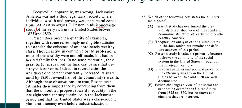 Why is one of the answer choices wrong here? - GRE Verbal Problem ...