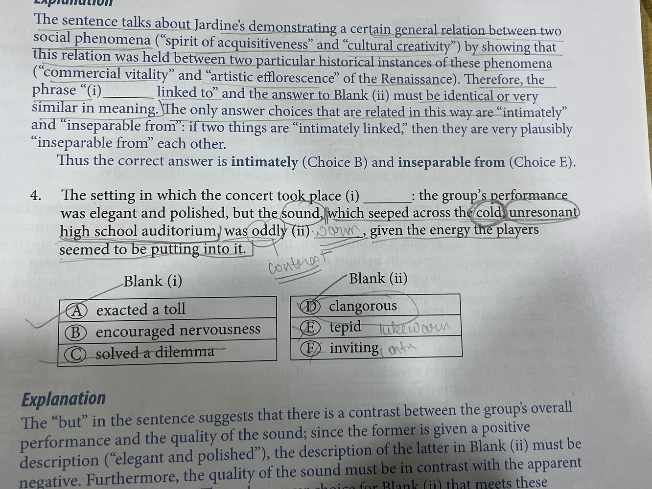 Need help with question from ETS official verbal reasoning practice ...