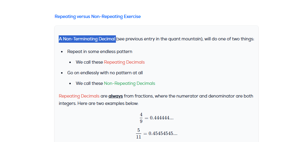 Terminating/Non-terminating/Repeating/Non-repeating decimals - GRE ...